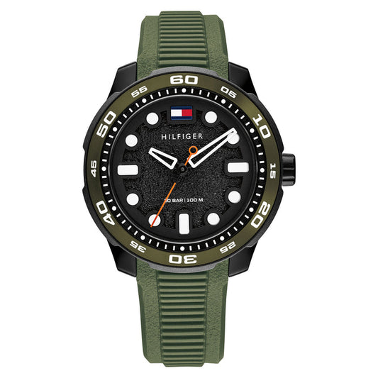 Tommy Hilfiger Green Silicone Black Dial Teens Watch - 1720059