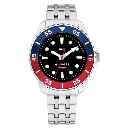 Tommy Hilfiger Stainless Steel Black Dial Unisex Watch - 1720048