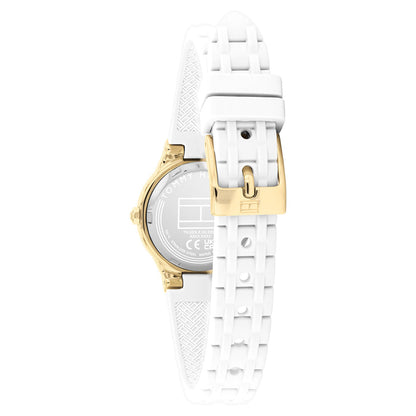 Tommy Hilfiger White Silicone Gold Dial Women's Watch - 1782883
