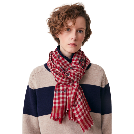 Vichy Scarf No. 693 - Flowers Gloss Red