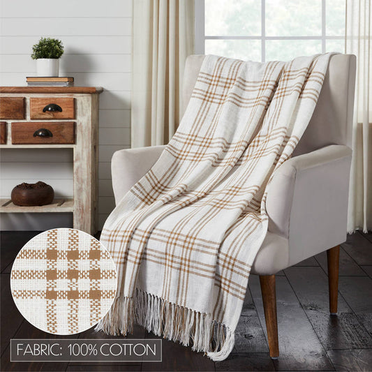 Wheat Plaid Woven Throw 60x50